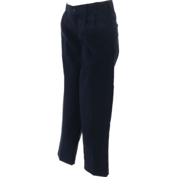 NWT LANDS' END BOY'S IRON KNEE PLEATED CHINO PANTS BLACK 4 - Picture 2 of 11